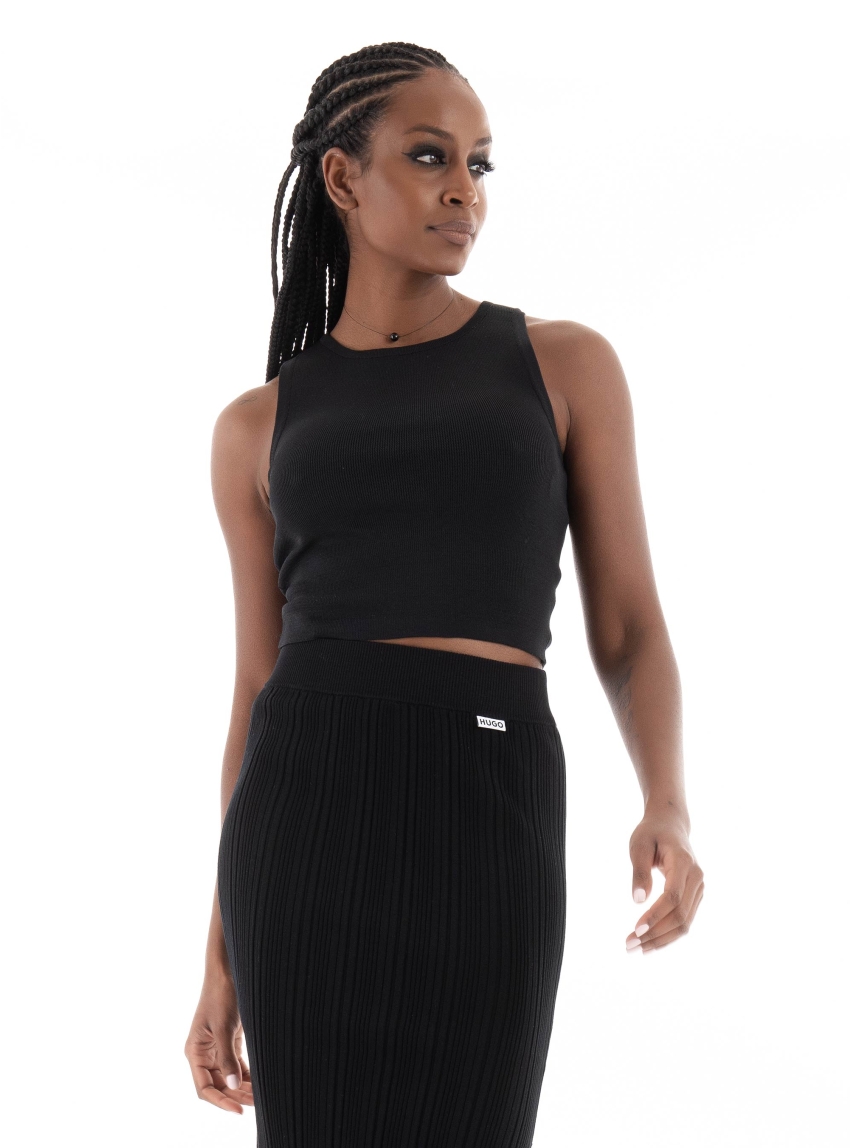 Vero Moda Ginny O-Neck Crop Top - Black