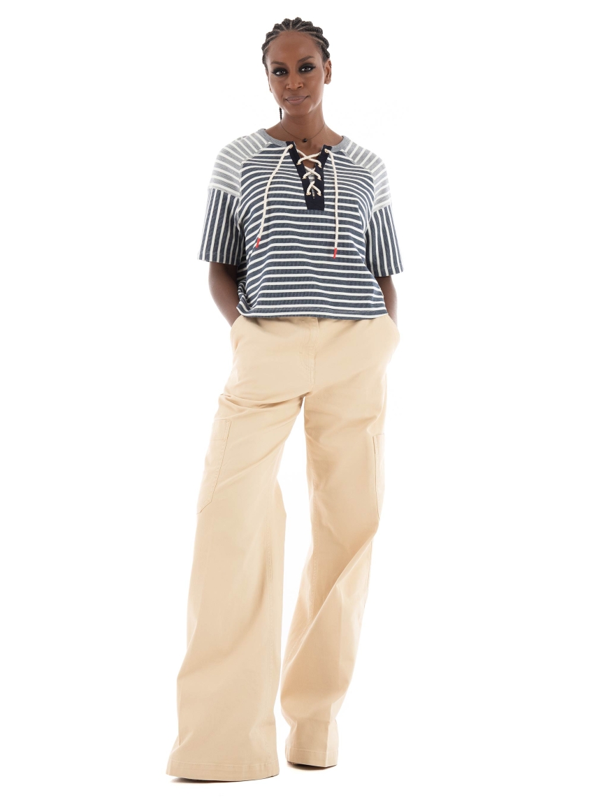 Scotch & Soda Lace Up Boxy Sweater - Ecru