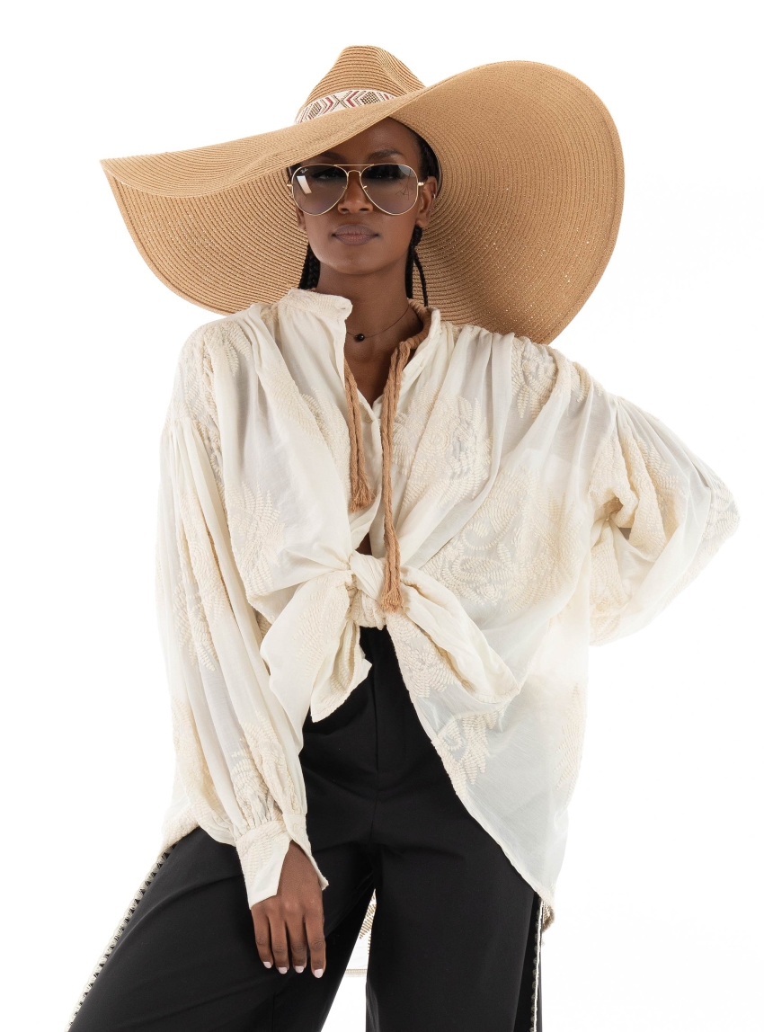 Scotch & Soda Big Straw Hat With Strap - Light Beige