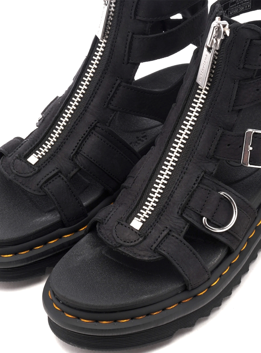 Dr Martens Olson Tumbled Nubuck Leather Sandals - Black
