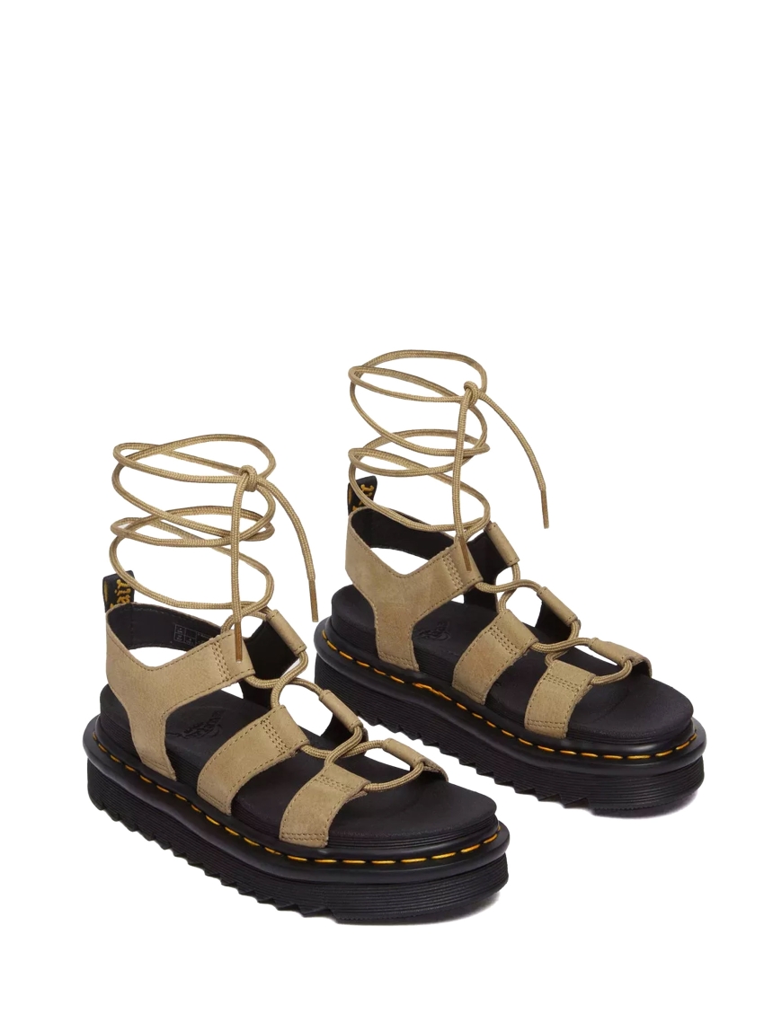 Dr Martens Nartilla Tumbled Nubuck Gladiator Leather Sandals - Dark Beige