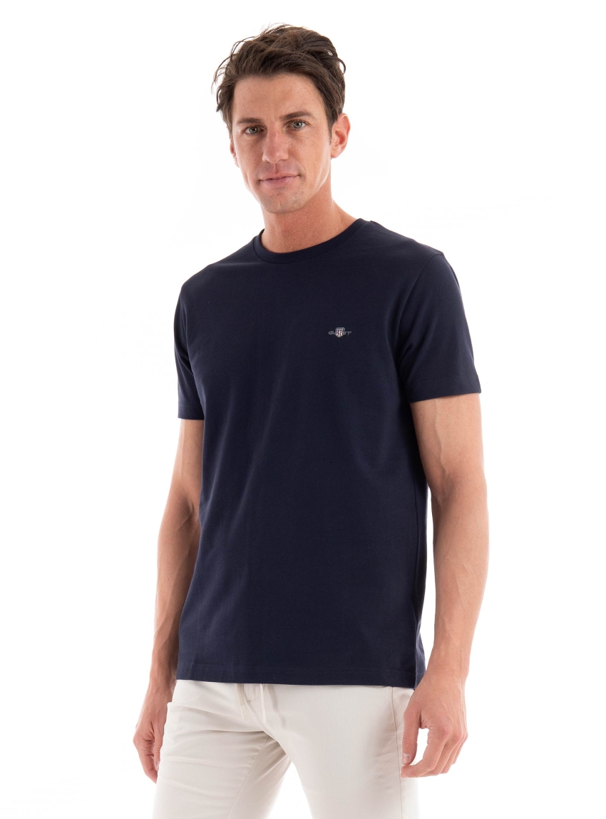 Gant Slim Fit Pique T-Shirt - Navy