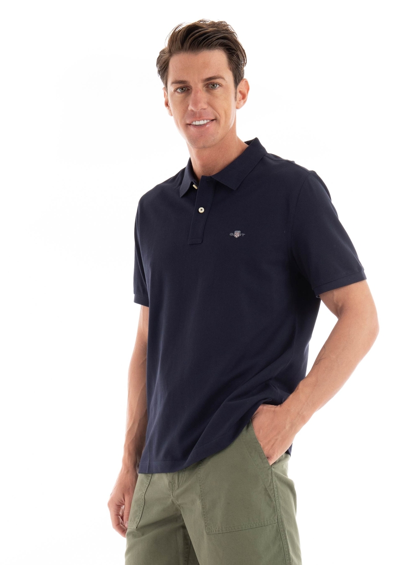 Gant Regular Fit Pique Polo Shirt - Navy