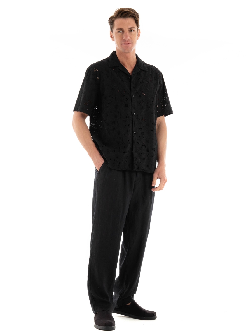 Selected Relax-Jax Broderie Shirt - Black