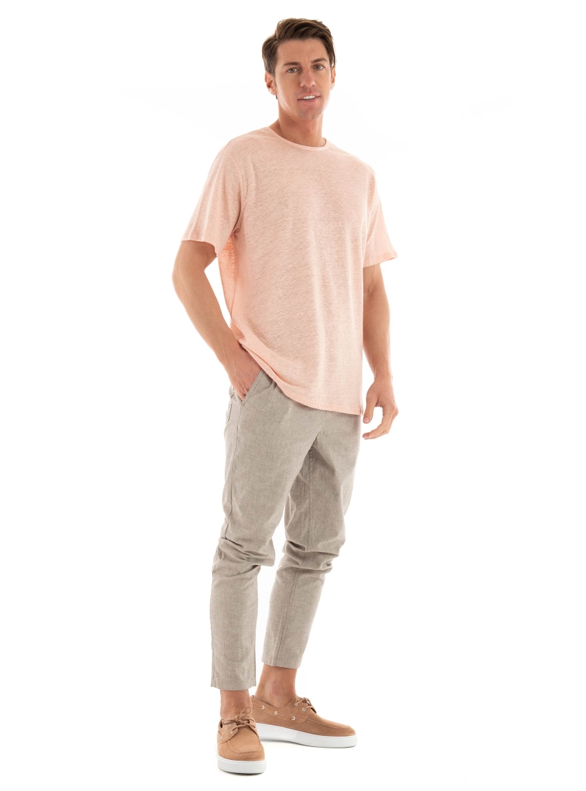 Selected Bet Linen O-Neck Tee - Light Salmon