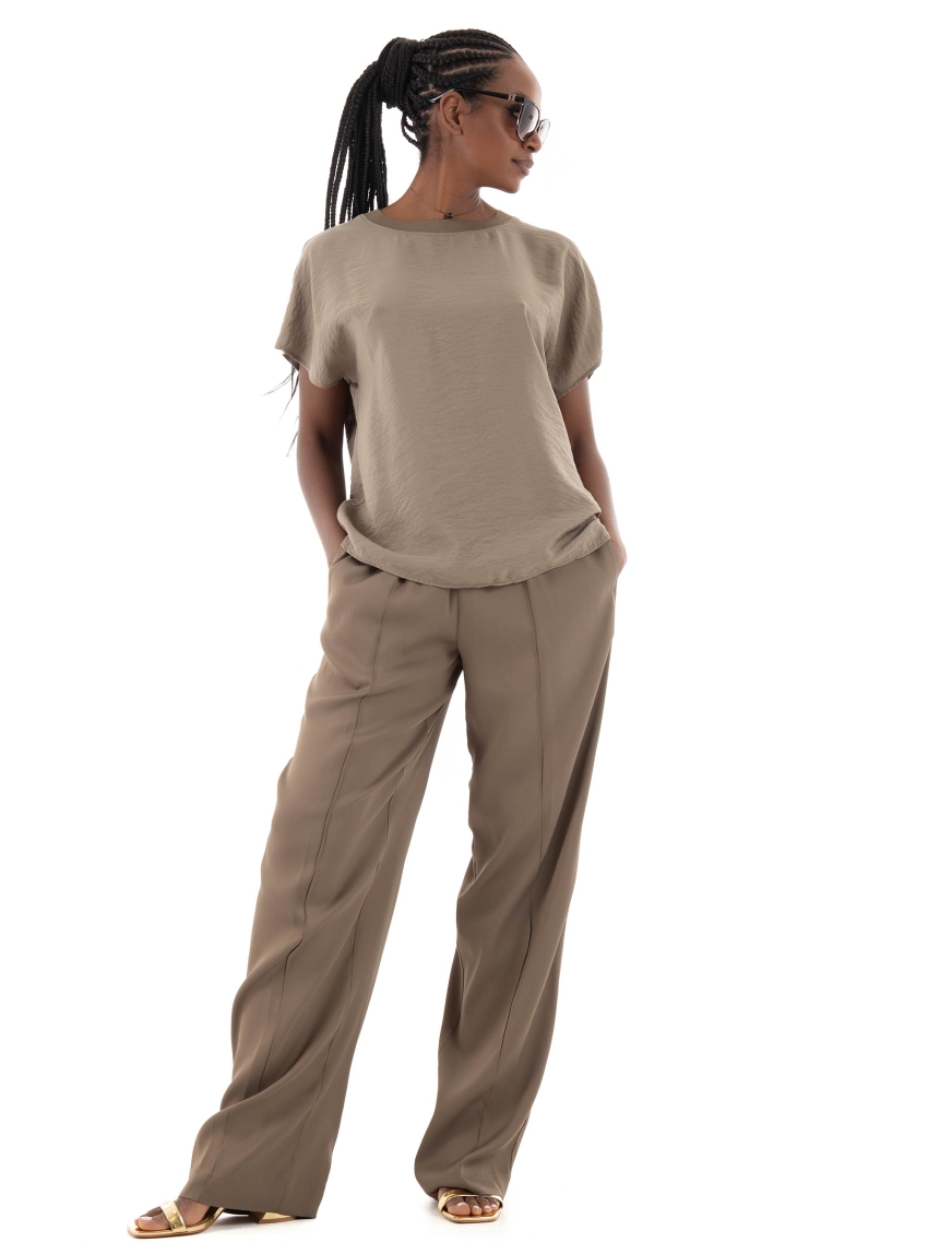 Marc O Polo Pleat Detail Pants - Light Brown