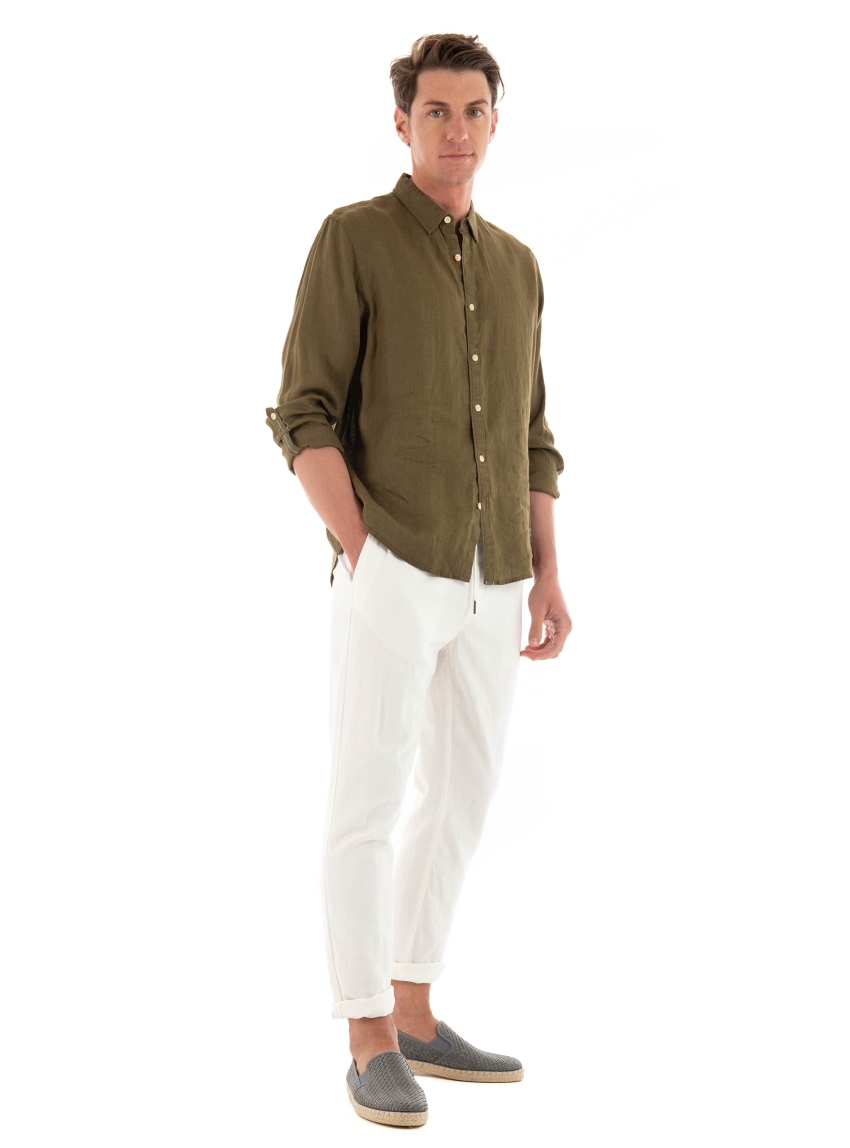 Scotch & Soda Shirt With Roll Up - Olive 