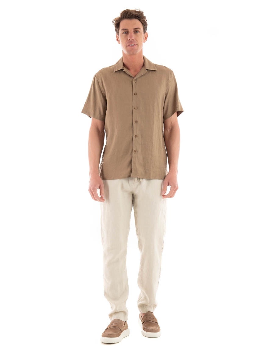 Gianni Lupo Linen Shirt - Camel