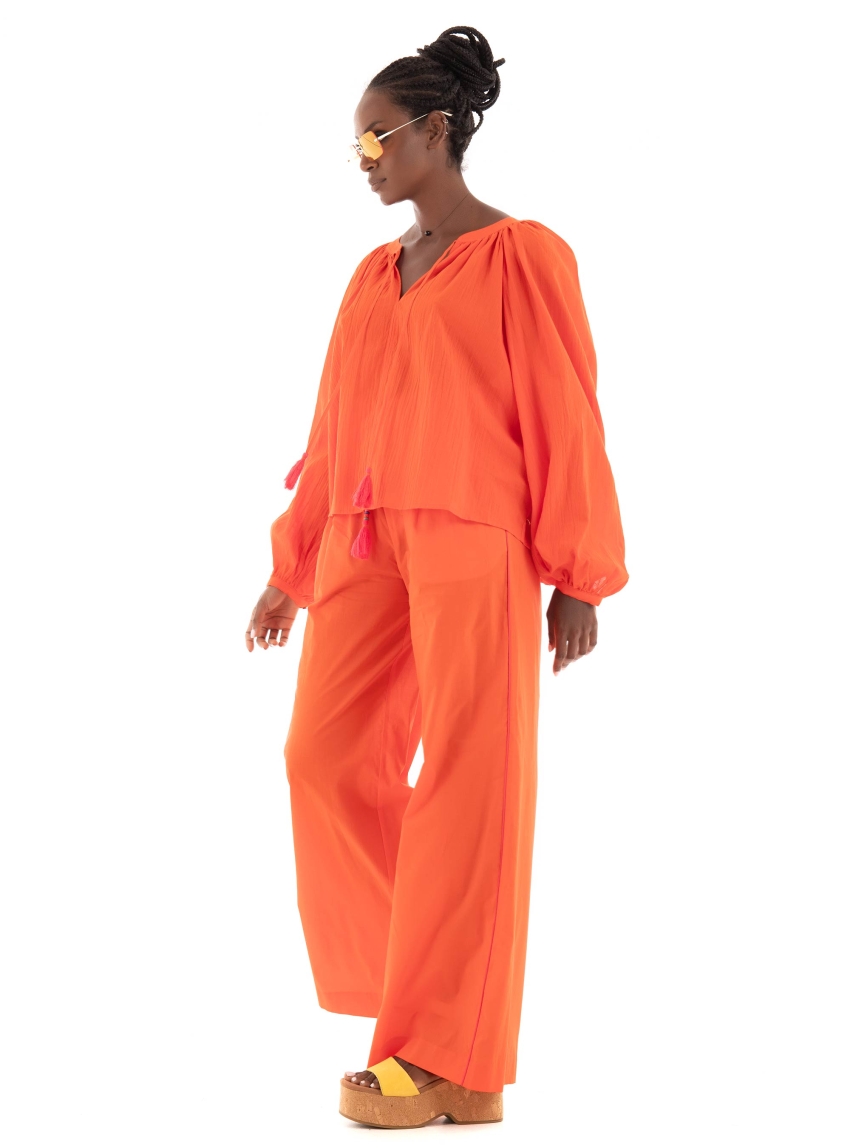 Scotch & Soda High Rise Voile Pull On Pants - Orange Red