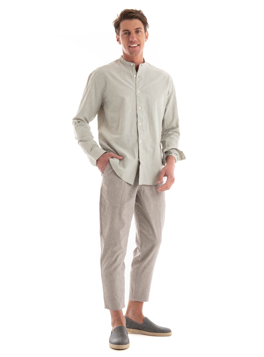 Jack & Jones Bill Dave Linen Blend Tapered Crop Pants - Light Beige