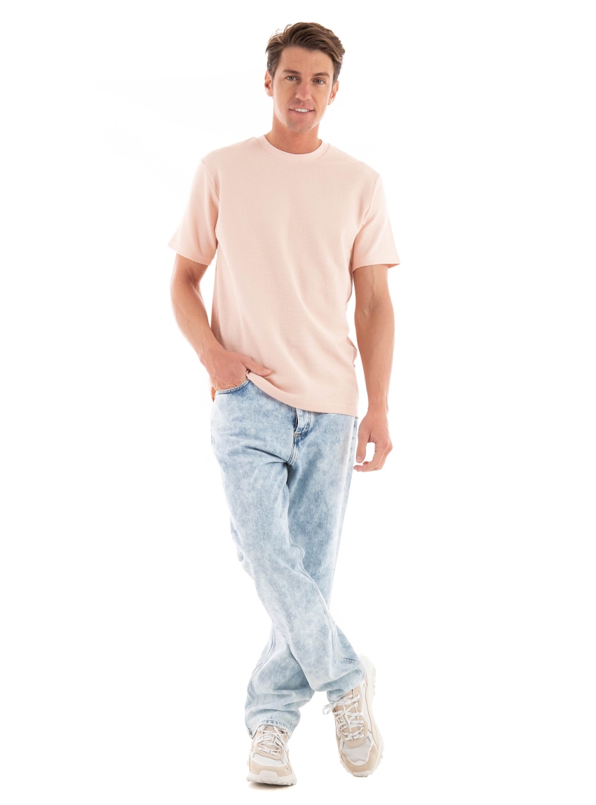 Selected Maurice Structure O-Neck Tee - Light Salmon