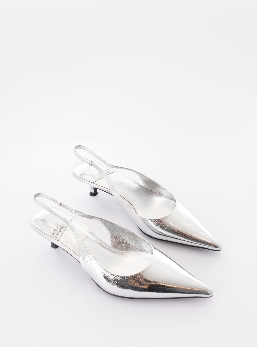 Jeffrey Campbell Persona Low Heel Sandals - Silver