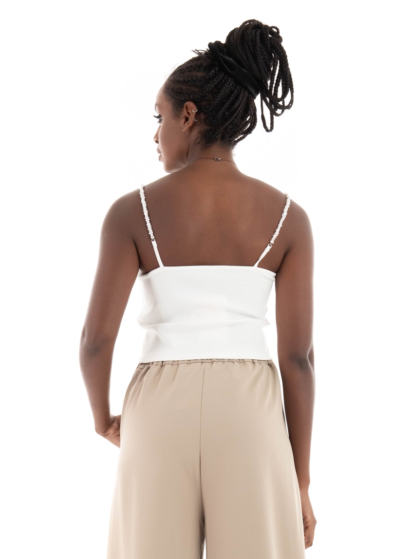 Only Unina Life Pearl Top - Off White