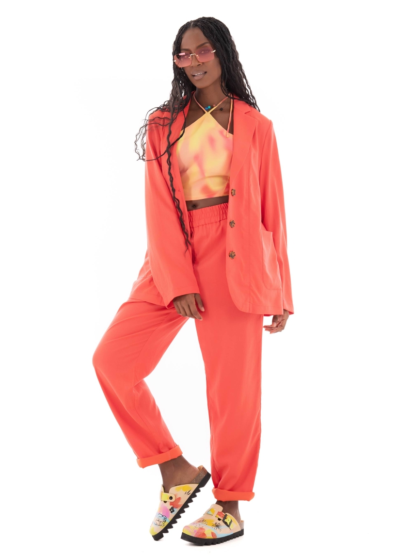 Scotch & Soda Boxy Unlined Single Breasted Blazer - Pale Red