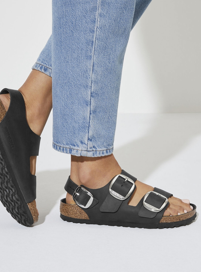 Birkenstock Classic Milano Big Buckle Narrow Fit Sandals - Black