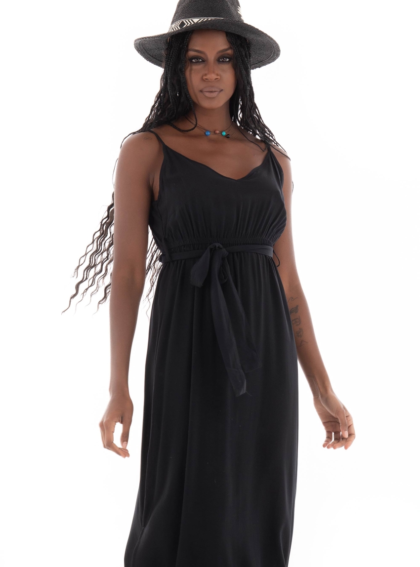 Vero Moda Easy Joy Slit Maxi V-Neck Dress - Black