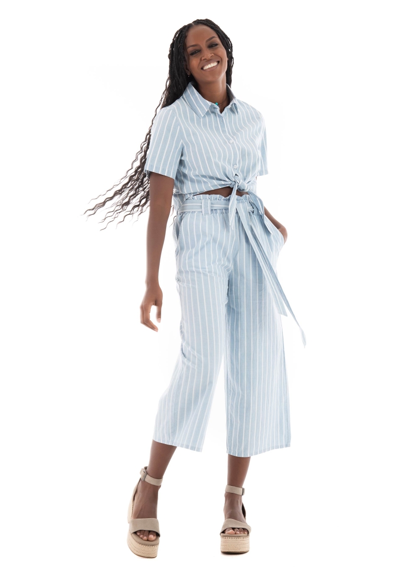 Vero Moda Leonie 3/4 Short Chambray Shirt - Light Blue