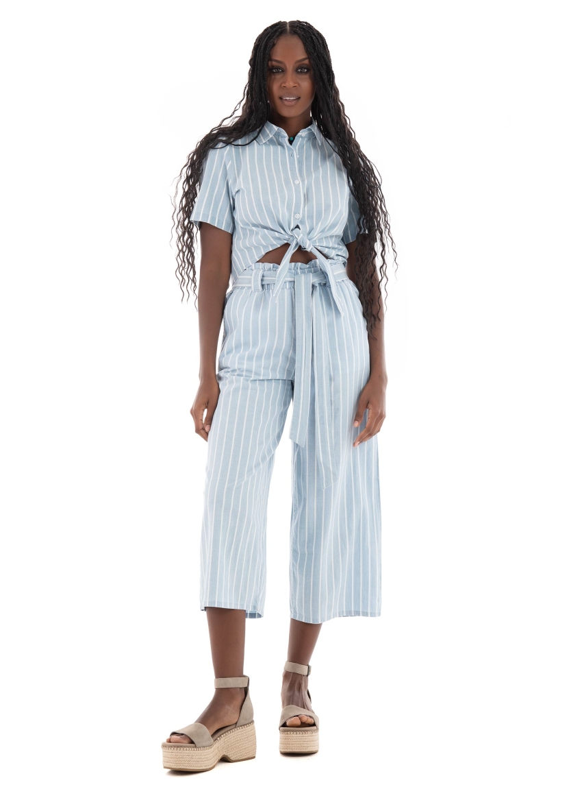 Vero Moda Leonie 3/4 Short Chambray Shirt - Light Blue