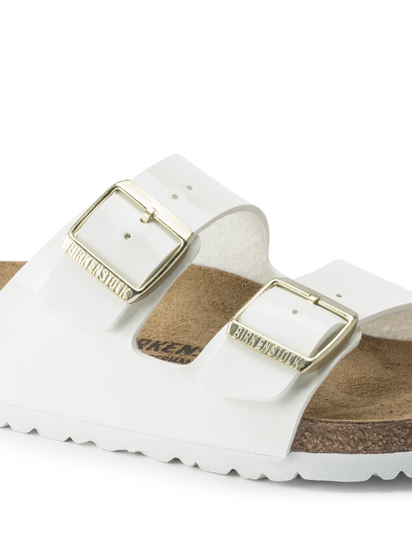 Birkenstock Arizona Birko Flor Patent Narrow Fit Sandals - White
