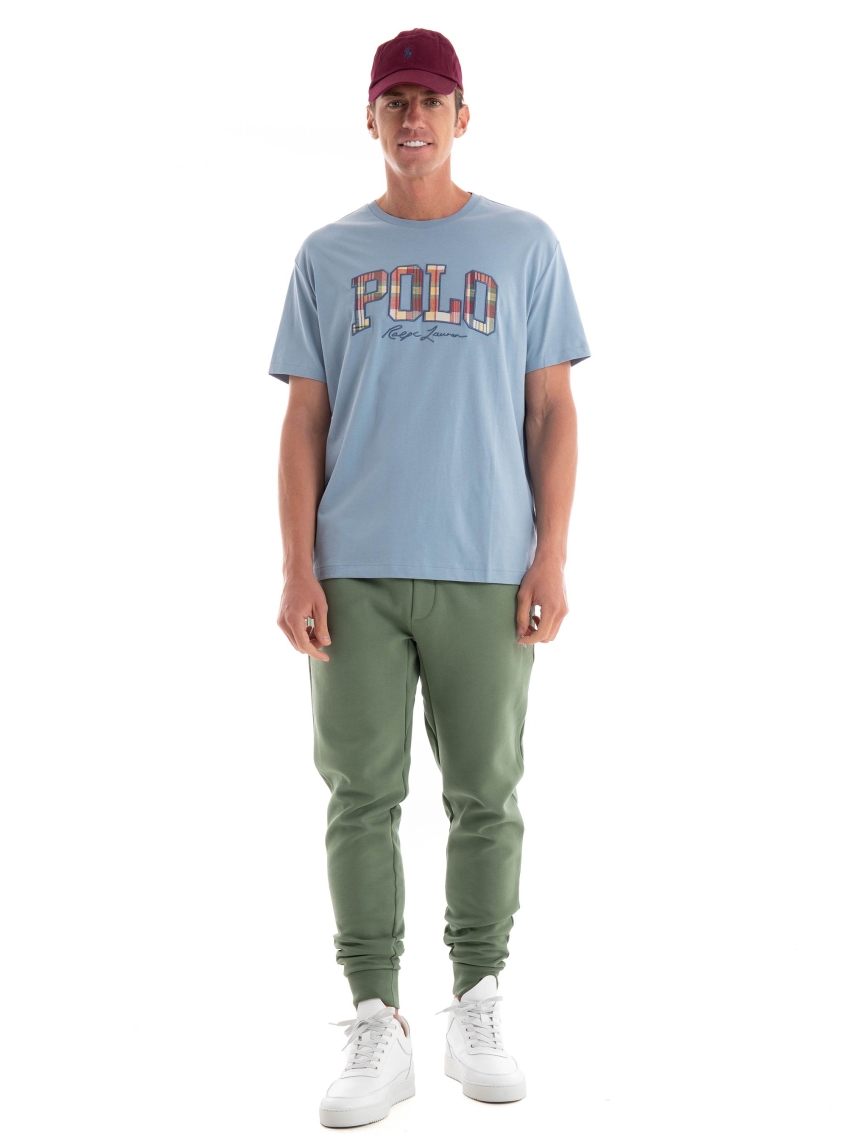 Polo Ralph Lauren Classic Fit Plaid-Logo Jersey T-Shirt - Light Blue