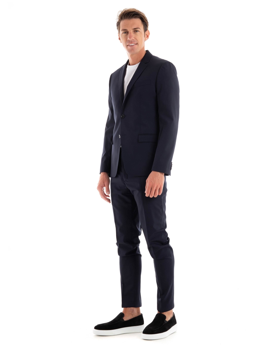 Calvin Klein Stretch Wool Slim Suit Pants - Navy