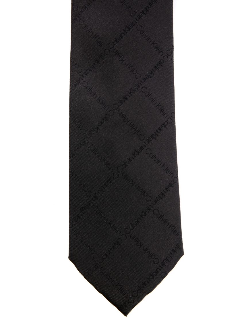 Calvin Klein Monogram Check Silk Tie - Black