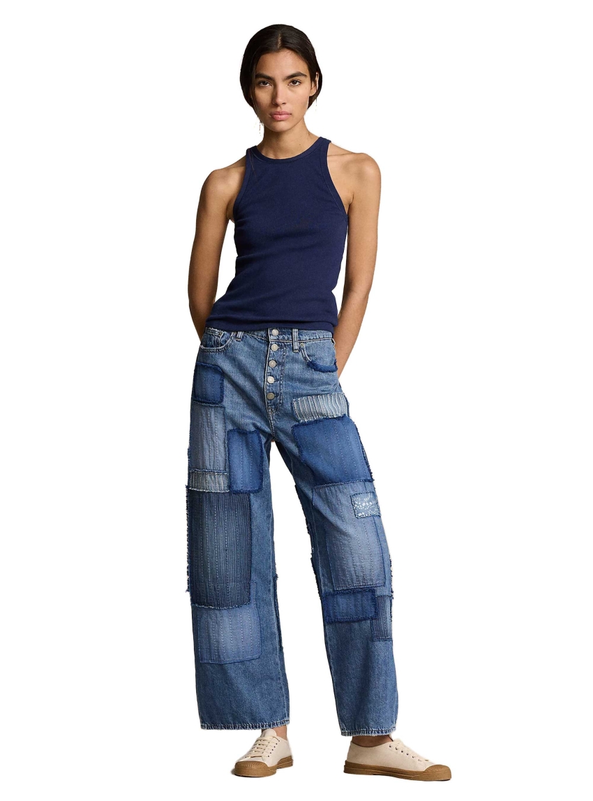 Polo Ralph Lauren High-Rise Wide-Leg Crop Jean - Blue