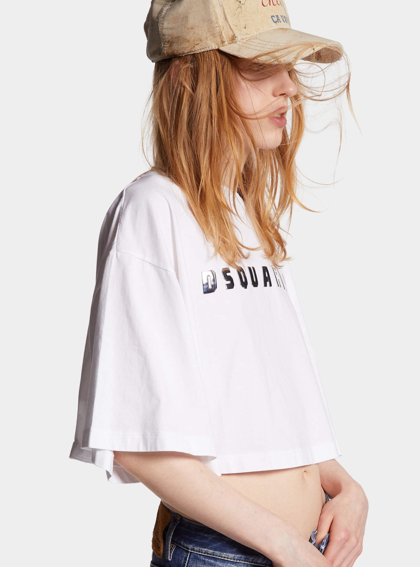 Dsquared Oversize Cropped Fit Tee - White