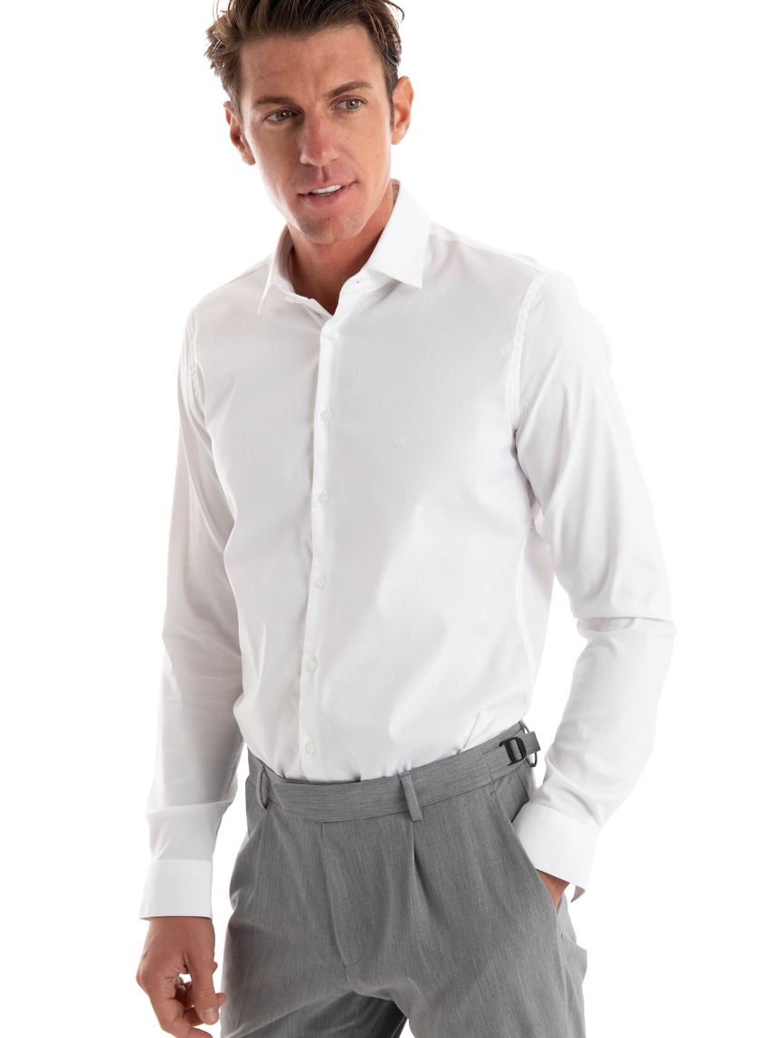 Calvin Klein Performance Solid Slim Shirt - White