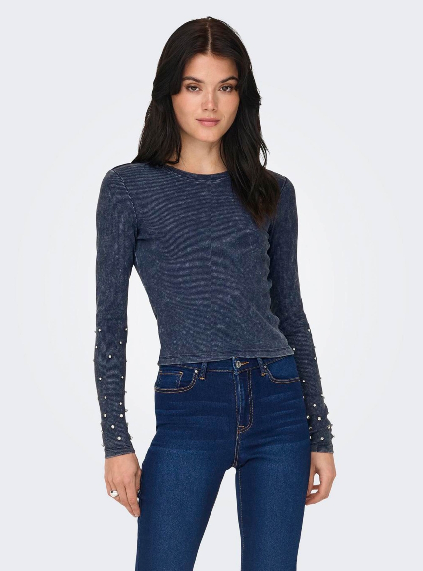 Only Valerie Studs Top - Dark Blue