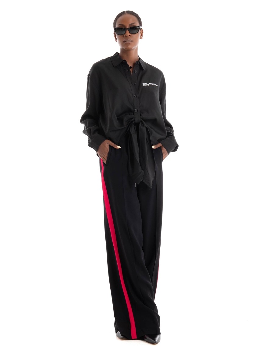 Karl Lagerfeld Taped Wide Leg Pants - Black
