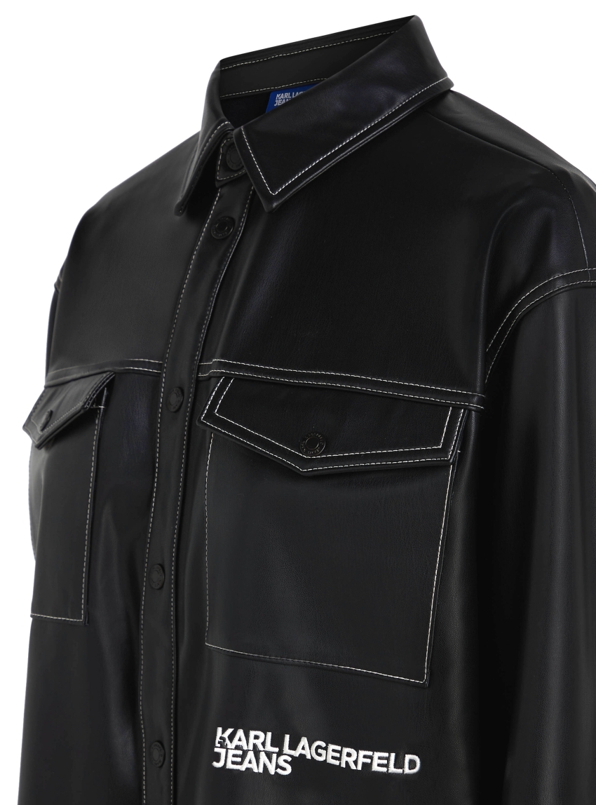 Karl Lagerfeld Jeans Faux-Leather Overshirt - Black