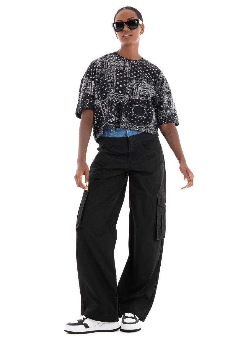 Karl Lagerfeld Jeans Oversize Crop T-Shirt - Black