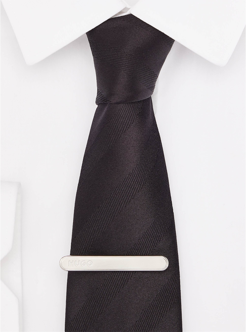 HUGO Oval Shaped Tie Clip E-CLASSIC-TIE - Silver