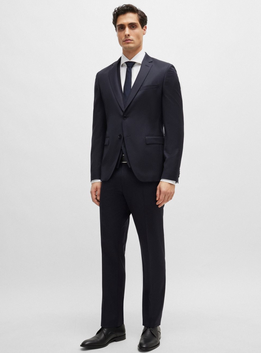 BOSS Slim Fit Virgin Wool Suit Trousers H-Genius-B1 - Dark Blue