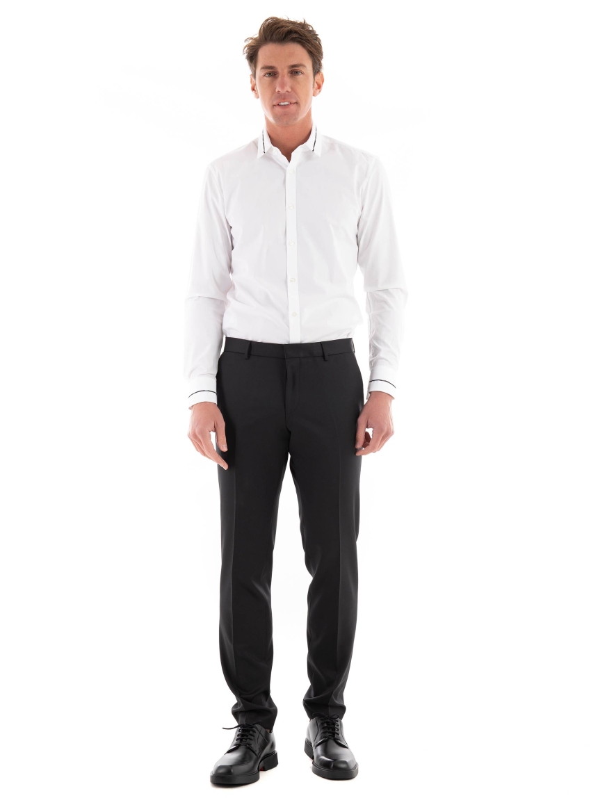 BOSS Extra Slim Fit Virgin Wool Trousers H-Wenten-B1 - Black