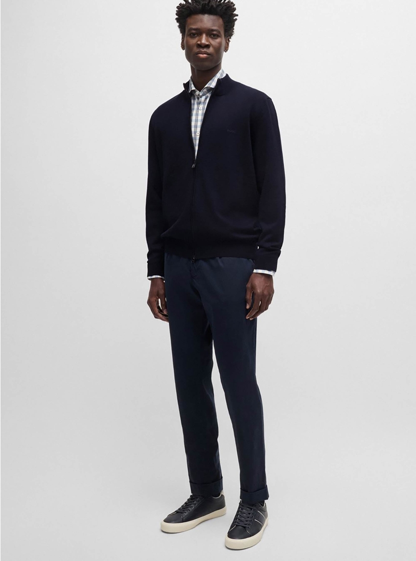 BOSS Virgin Wool Regular Fit Cardigan Balonso-L - Dark Blue