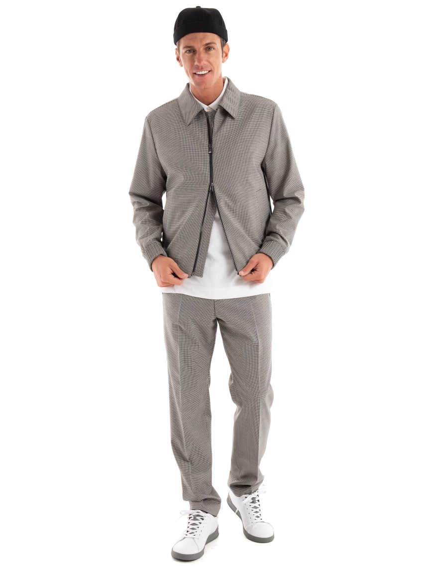 BOSS Relaxed Fit Houndstouth Trousers C-Peter-PL-243 - Black