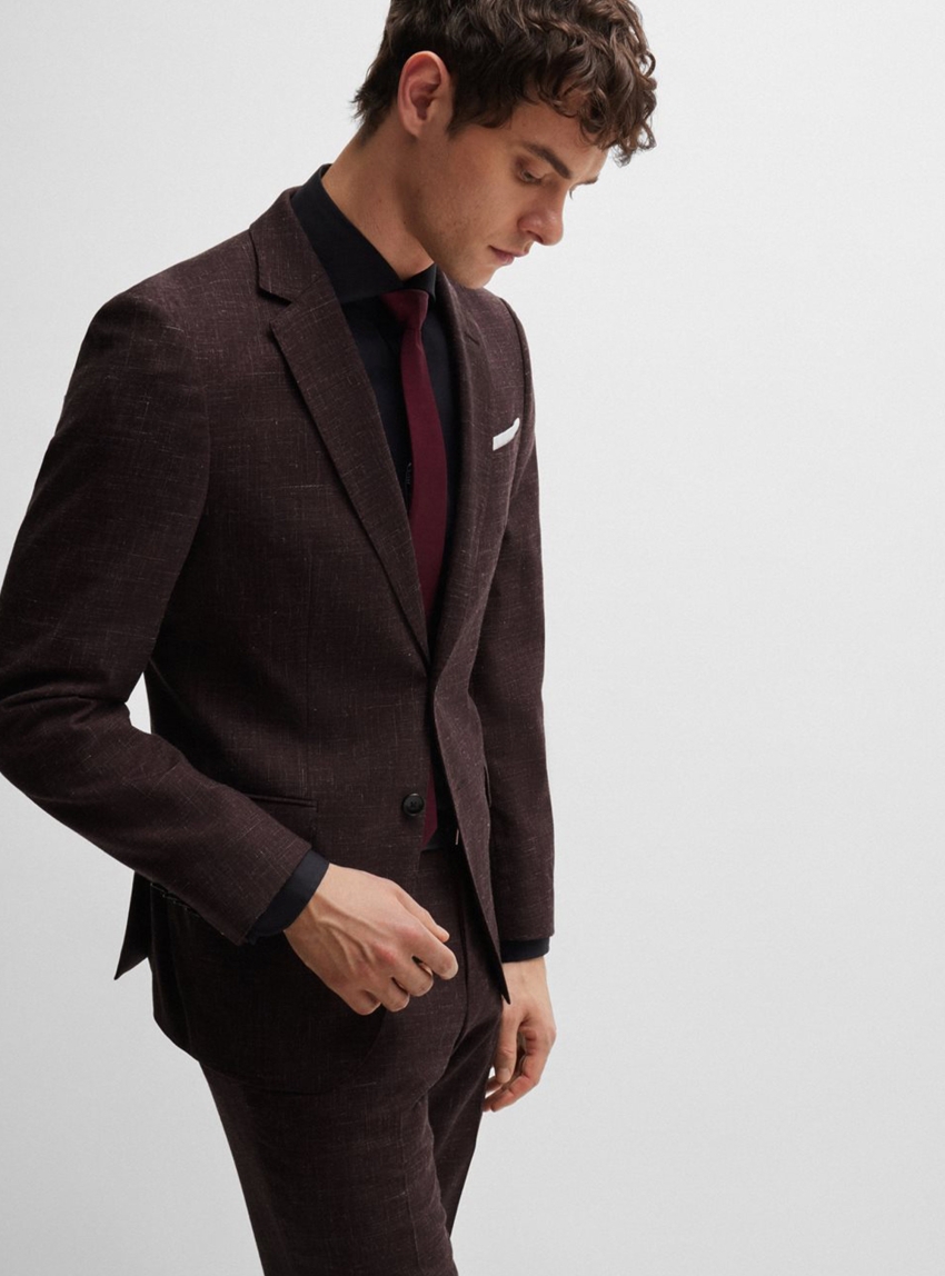 BOSS Slim Fit Virgin Wool Blazer H-Hutson-224 - Bordeaux