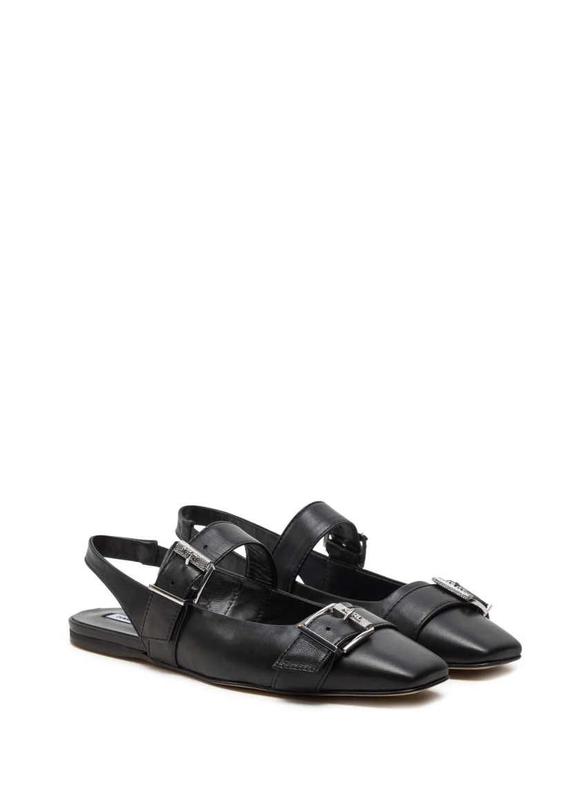 Karl Lagerfeld Double Strap Flat Pumps - Black