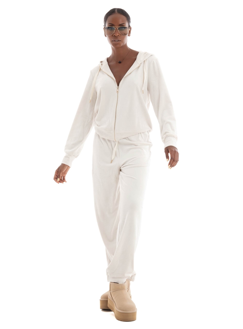 Only Rebel Zip String Hoodie - Ecru