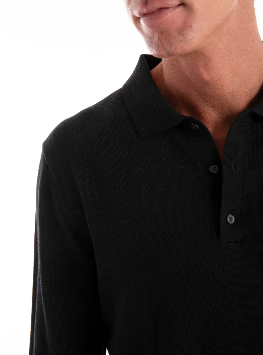 Calvin Klein Merino Wool Polo Jumper - Black