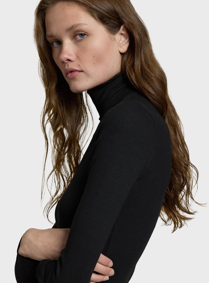 Polo Ralph Lauren Stretch Rib-Knit Roll Neck - Black