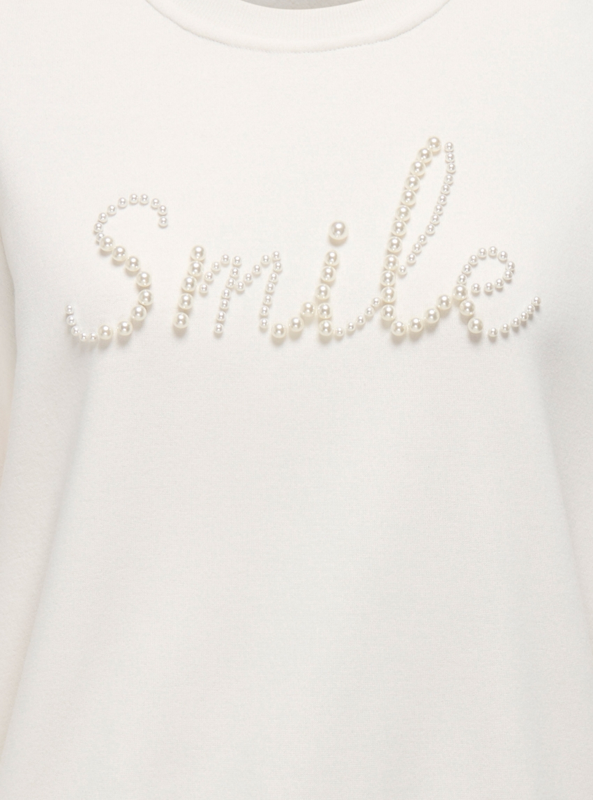 Only Amy O-Neck Pearl Sweater - White