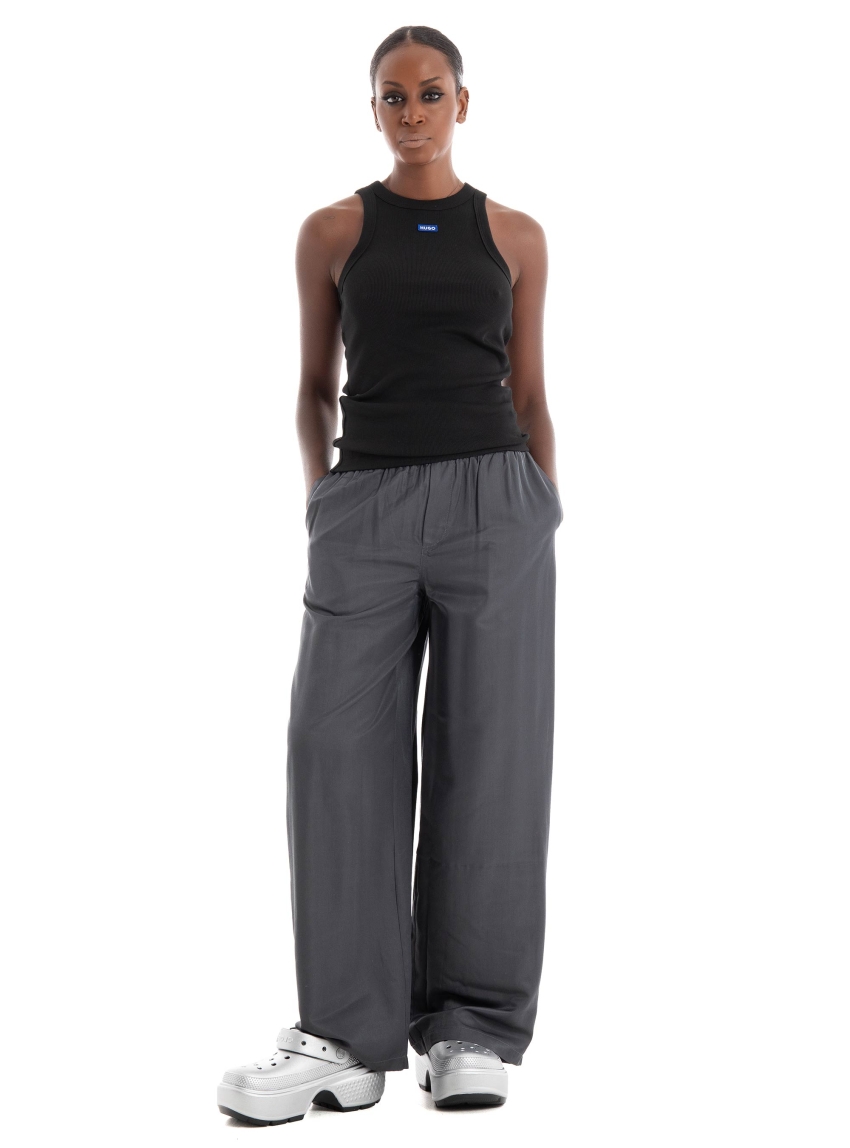 Only Amalie Mid Waist Wide Pants - Dark Grey