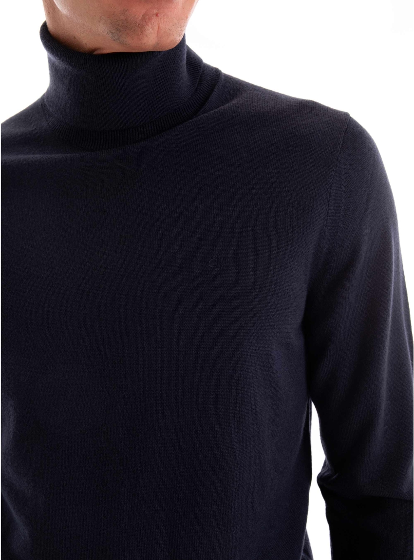 Calvin Klein Merino Roll Neck Jumper - Dark Blue