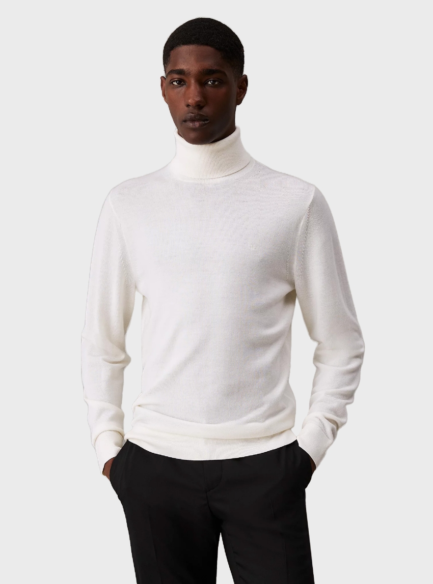 Calvin Klein Merino Roll Neck Jumper - Ecru
