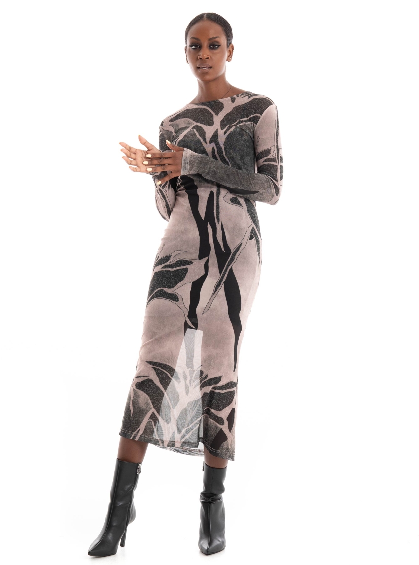 Black & Black Dress - Dusty Pink