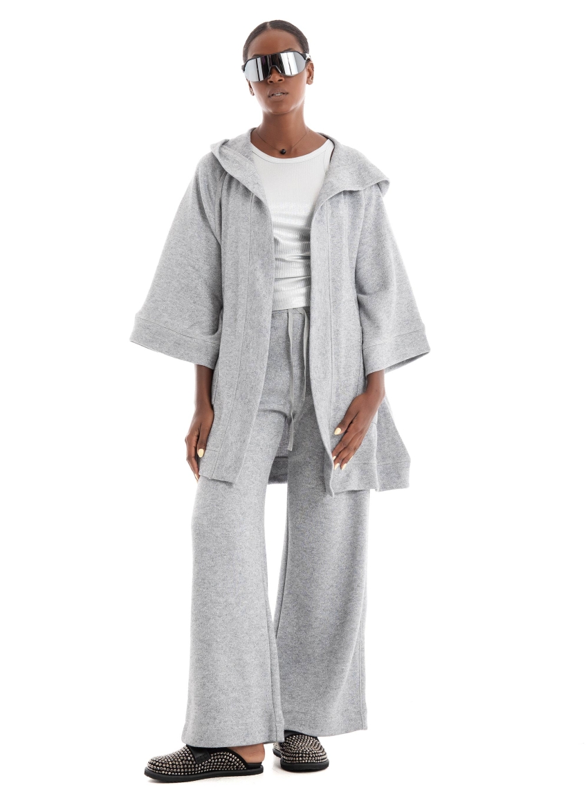 Deha Lurex Wide Leg Pants - Grey Melange