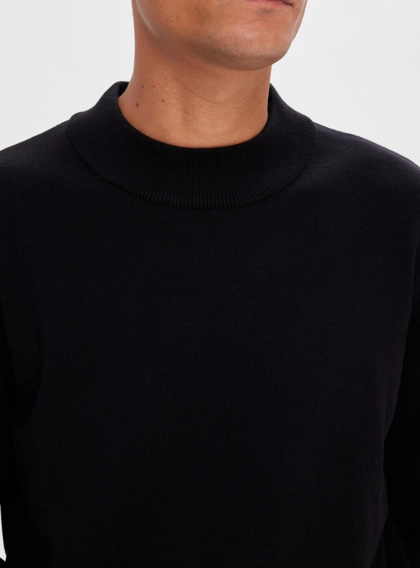 Selected Robert Mock Neck Knit - Black